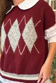 Zeta Otto Argyle Tank Burgundy